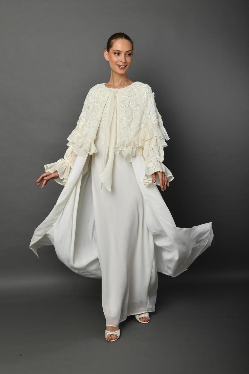 Ivory Elegance Cape Abaya