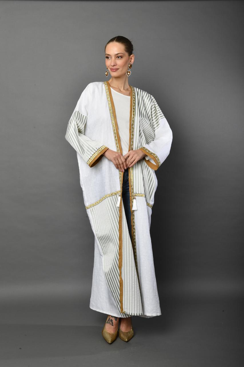 Ivory Stripes Abaya