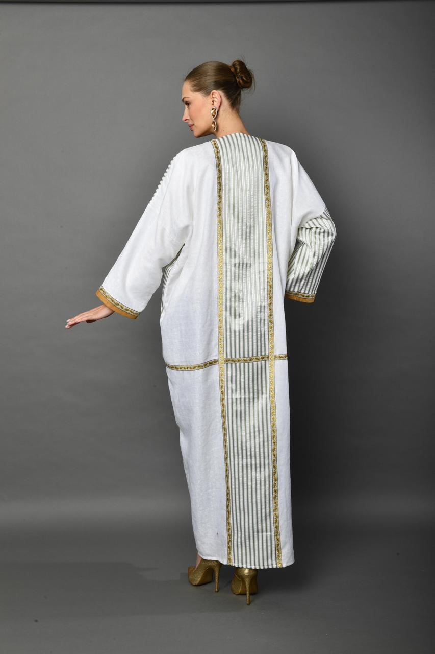 Ivory Stripes Abaya