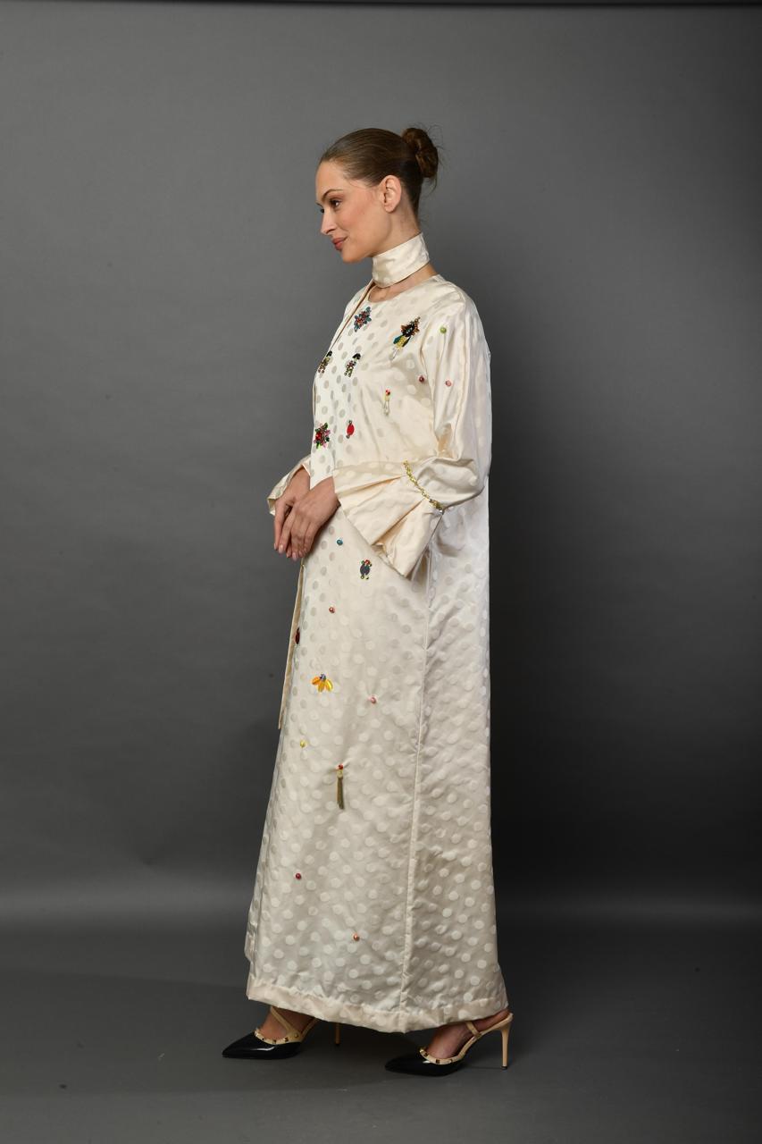 Polka Pearl Embroidered Abaya