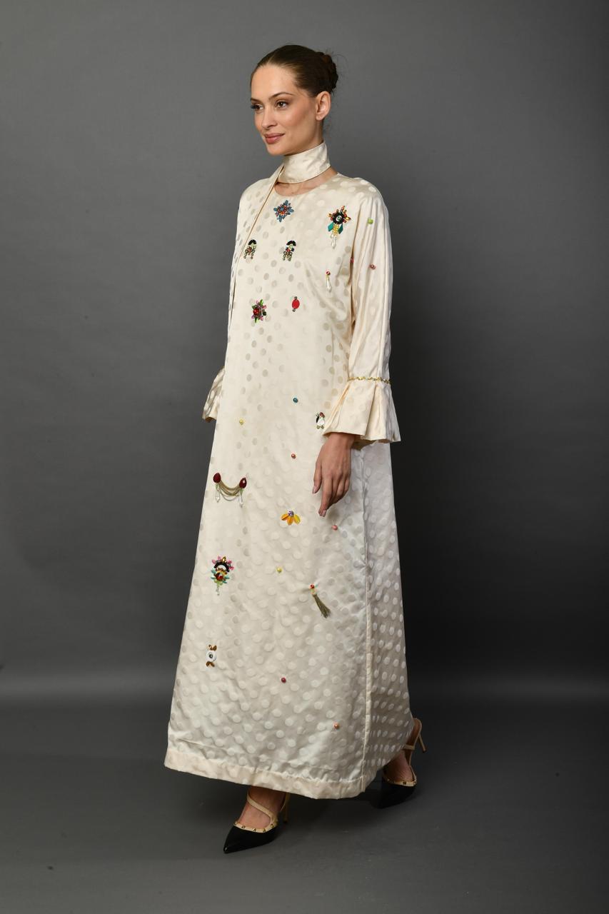 Polka Pearl Embroidered Abaya