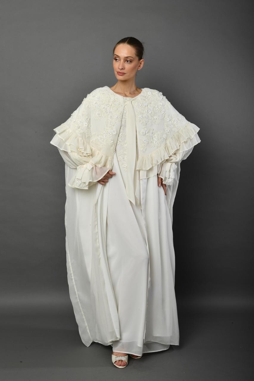 Ivory Elegance Cape Abaya