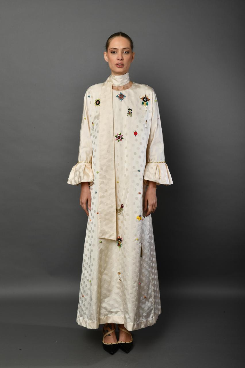 Polka Pearl Embroidered Abaya