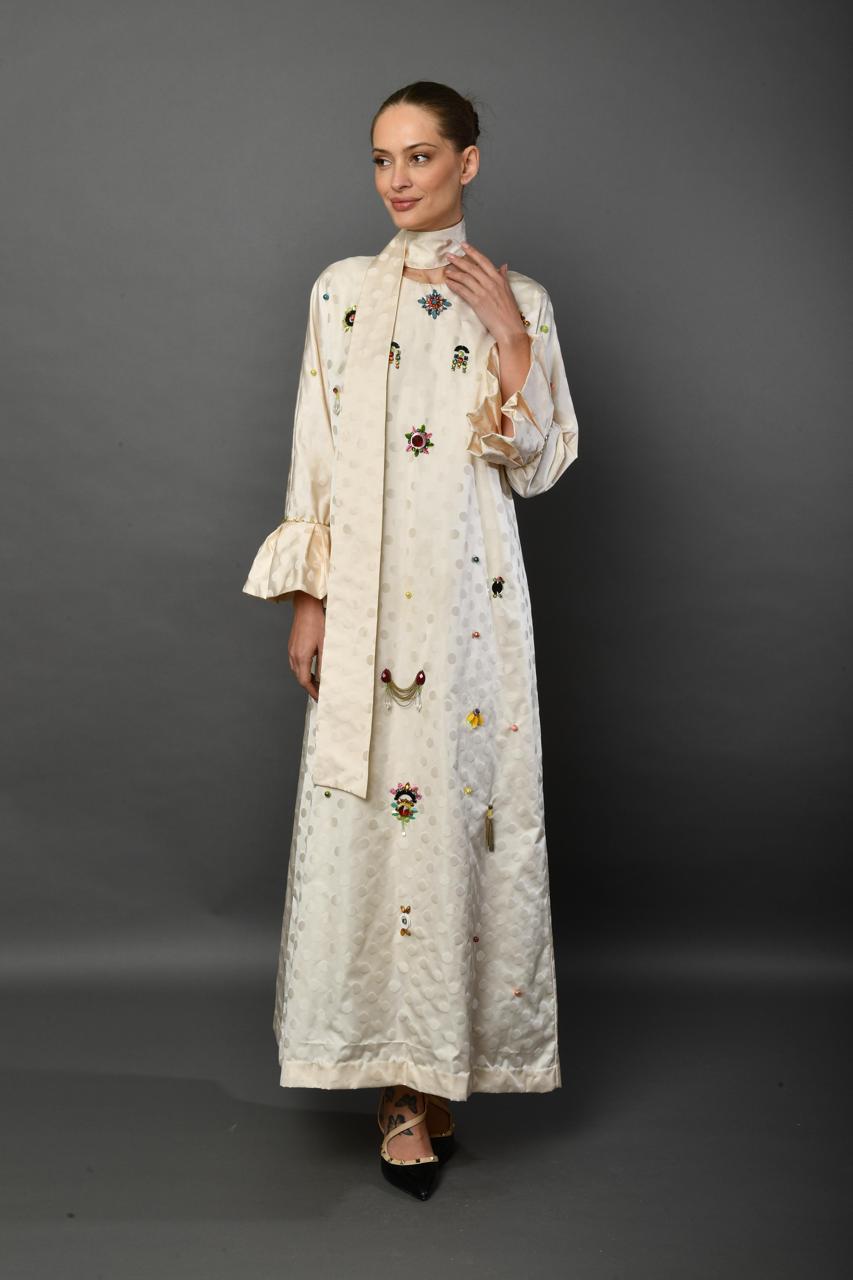 Polka Pearl Embroidered Abaya