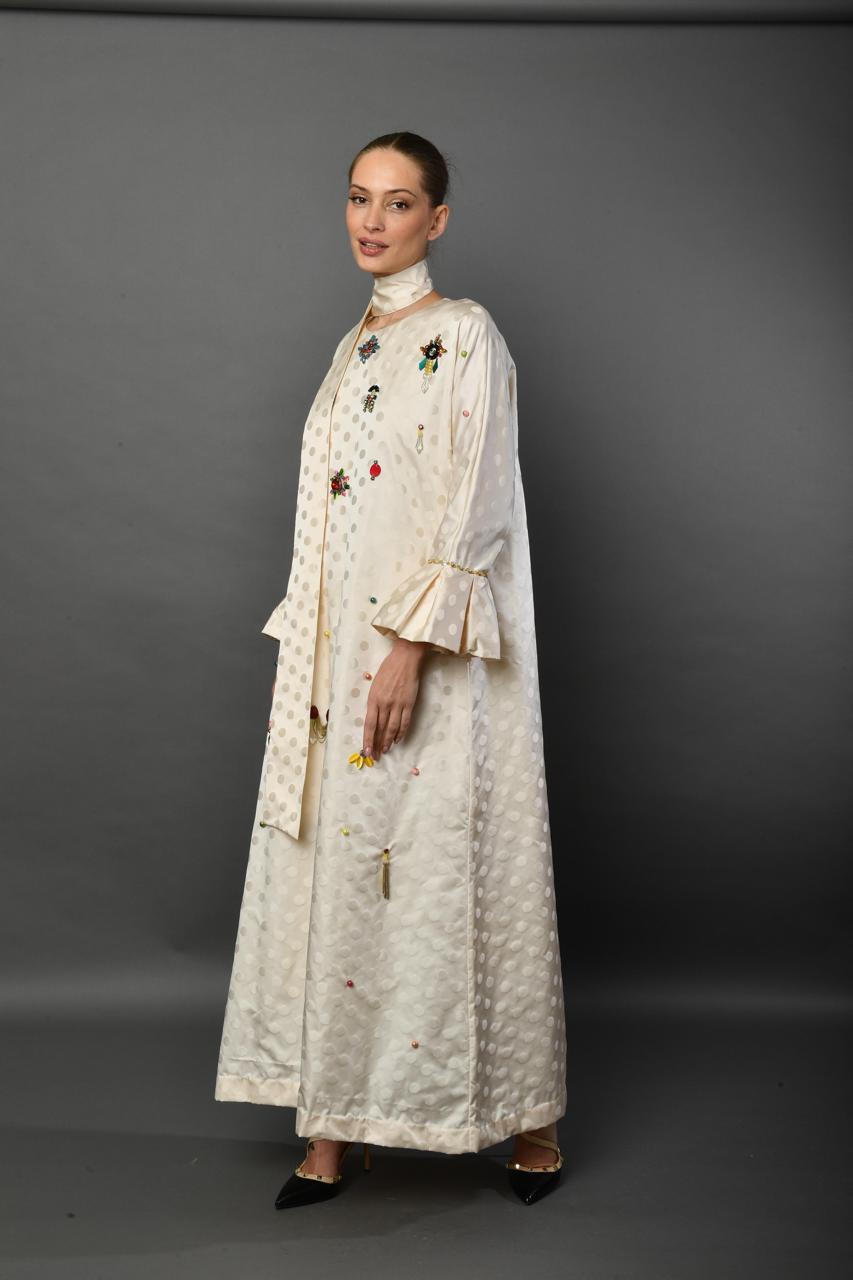 Polka Pearl Embroidered Abaya